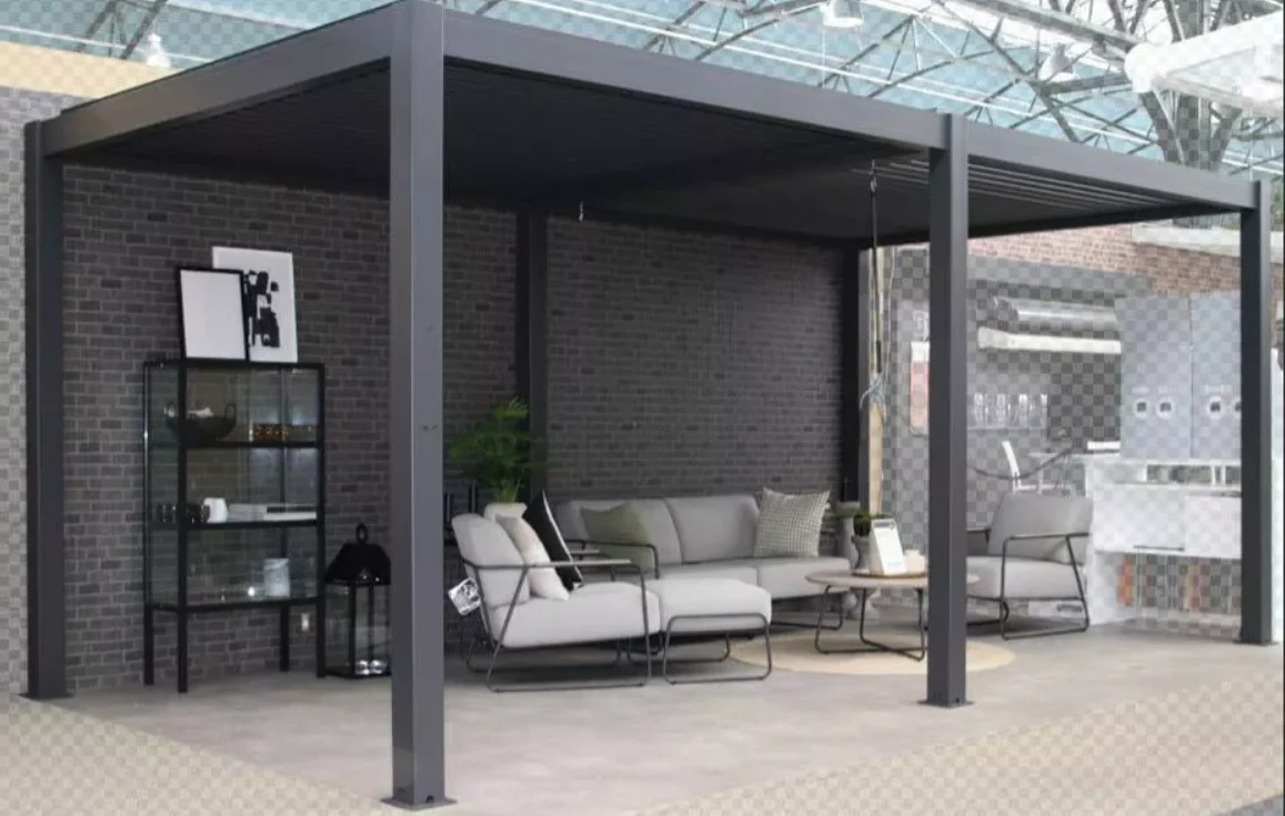 Buy your Pergola 3 Ready-size anthracite aluminium louvered pergola with lounge furniture