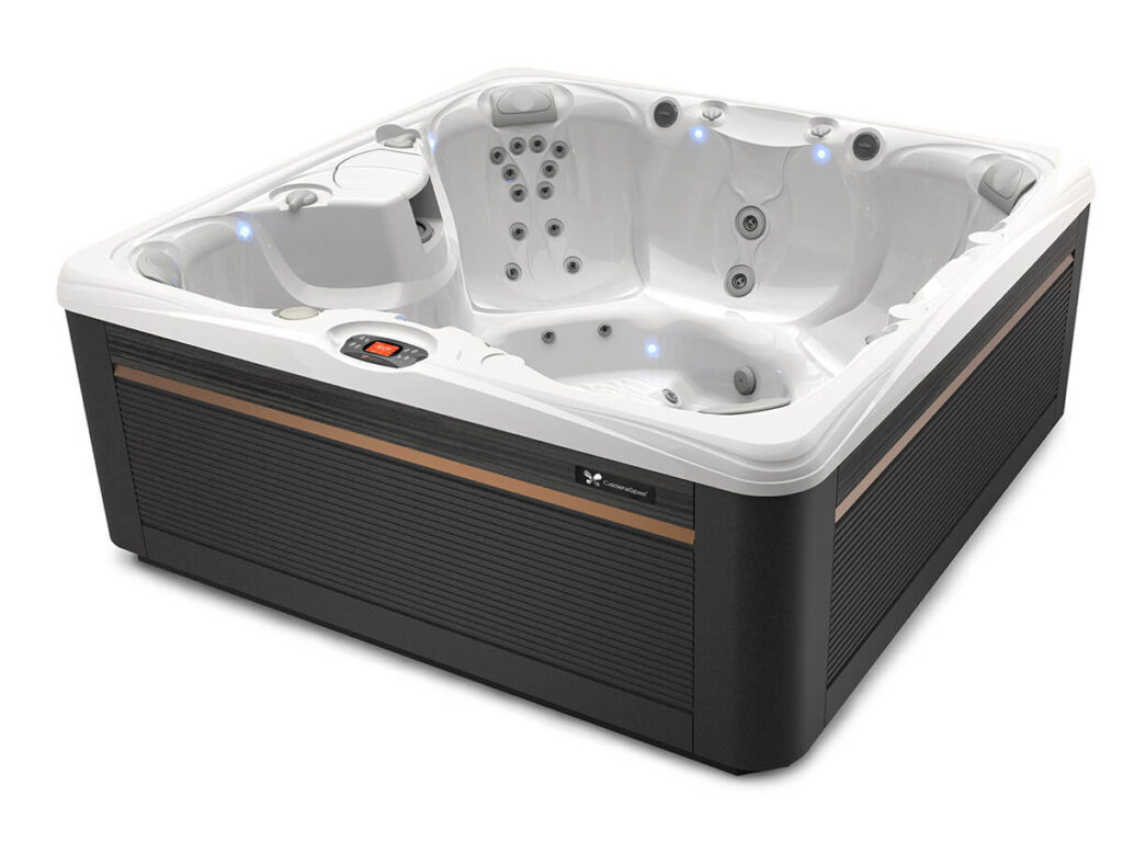 Hot Tubs 8 Hot Tubs caldera spas paradise series salina model artic white java studio 3 4 view