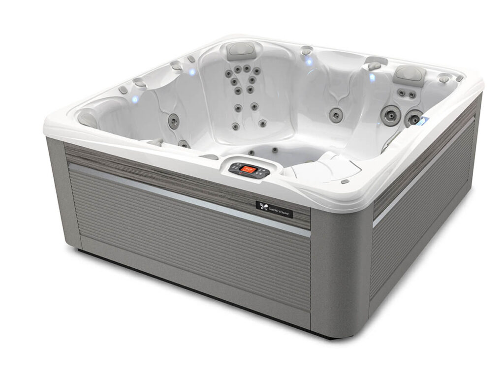 Hot Tubs 11 Hot Tubs caldera spas paradise series seychelles model artic white ash studio 3 4 view